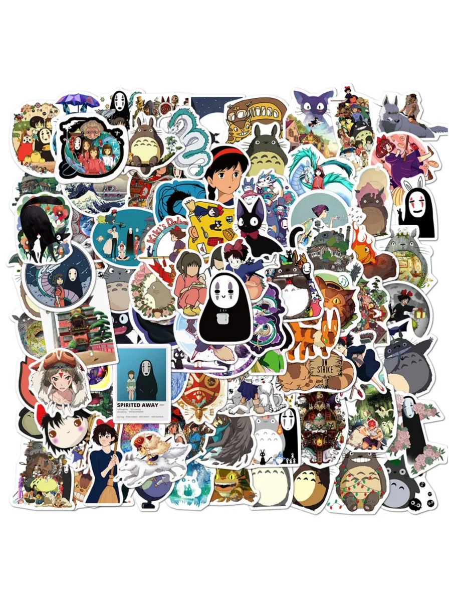 100pcs Spirited Away Sticker Pack Waterproof Anime Stickers Cute Laptop Skin Kawaii Packaging DIY Phone Case Handbook Stationery