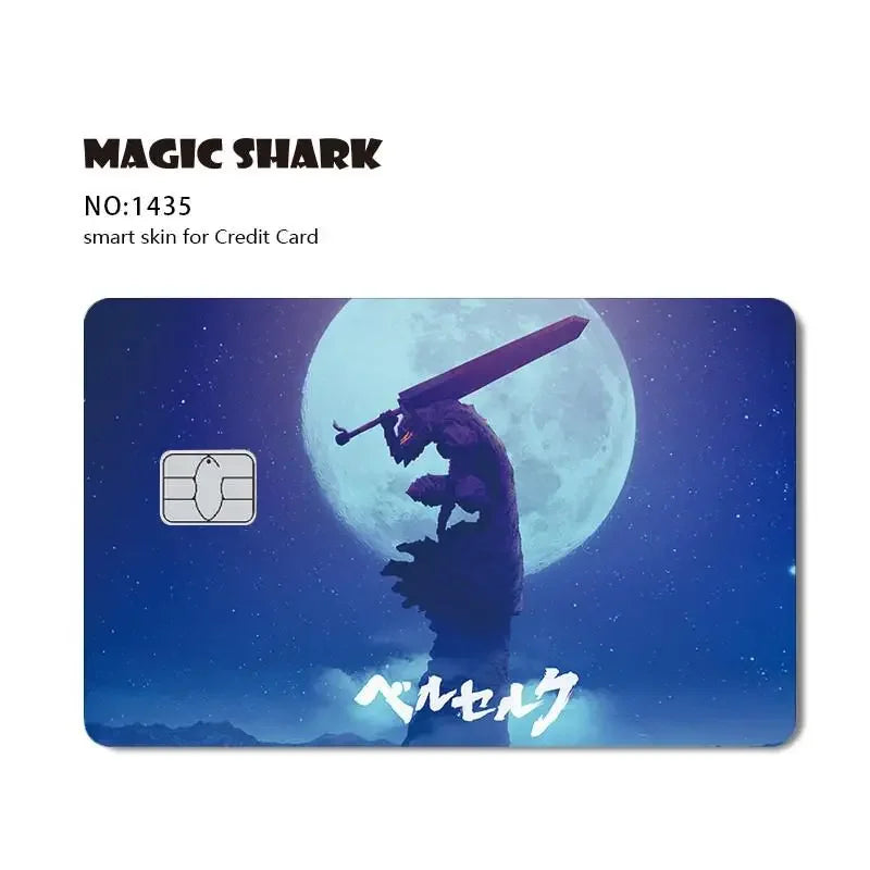 Magic Shark Ainime Pink Girl Rainbow Ring Watermelon Matte Film Cover Skin Sticker for Credit Card Bank Debit Bus Card