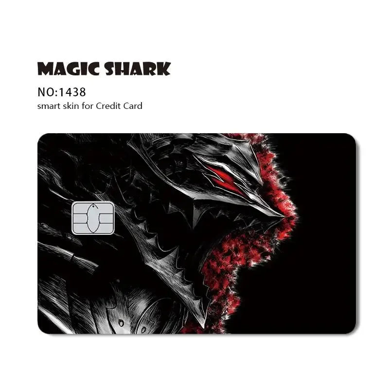 Magic Shark Ainime Pink Girl Rainbow Ring Watermelon Matte Film Cover Skin Sticker for Credit Card Bank Debit Bus Card