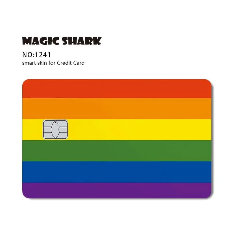 Magic Shark Ainime Pink Girl Rainbow Ring Watermelon Matte Film Cover Skin Sticker for Credit Card Bank Debit Bus Card