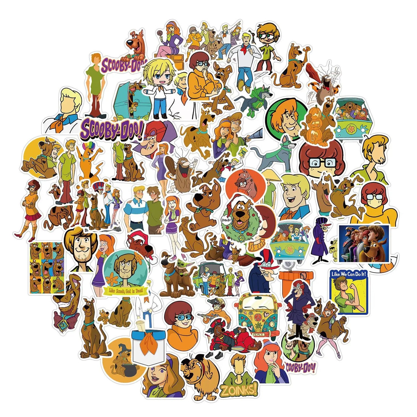 100Pcs Cute Scooby  Stickers DIY Stickers Scrapbooking Phone Luggage Skateboard Waterproof Decals