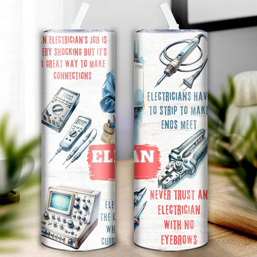 1Pc Print Electrician Life Party Cups Straw Lid 20oz Stainless Straight Insulated Tumblers Outdoor Travel Mugs Father's day Gift