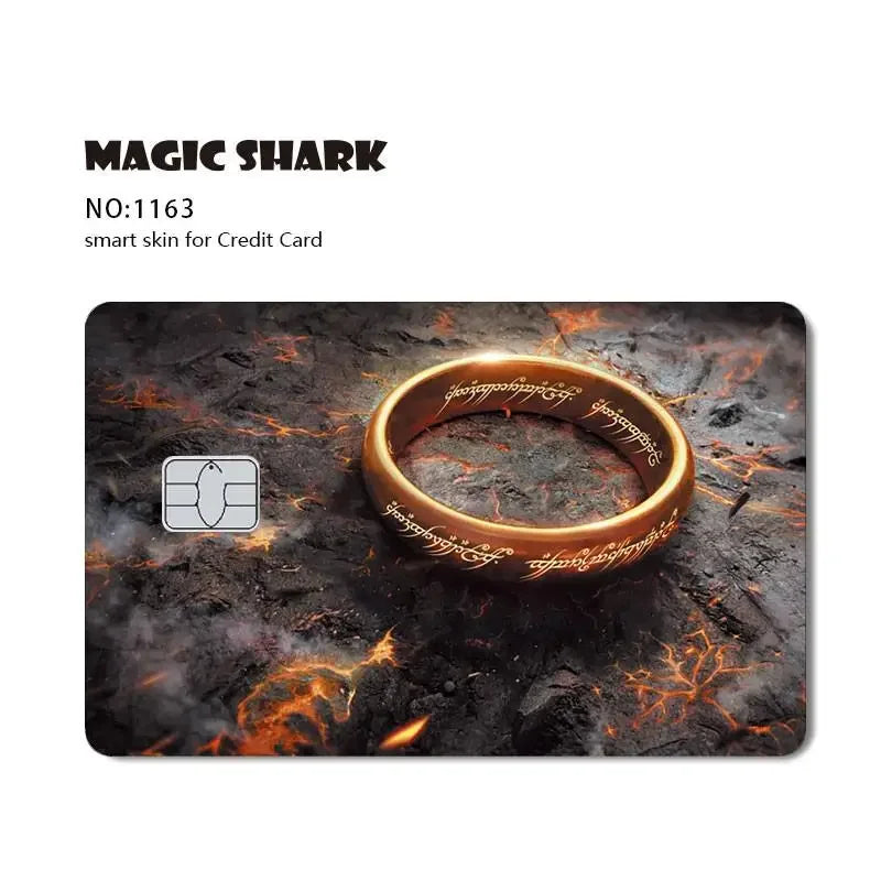 Magic Shark Ainime Pink Girl Rainbow Ring Watermelon Matte Film Cover Skin Sticker for Credit Card Bank Debit Bus Card