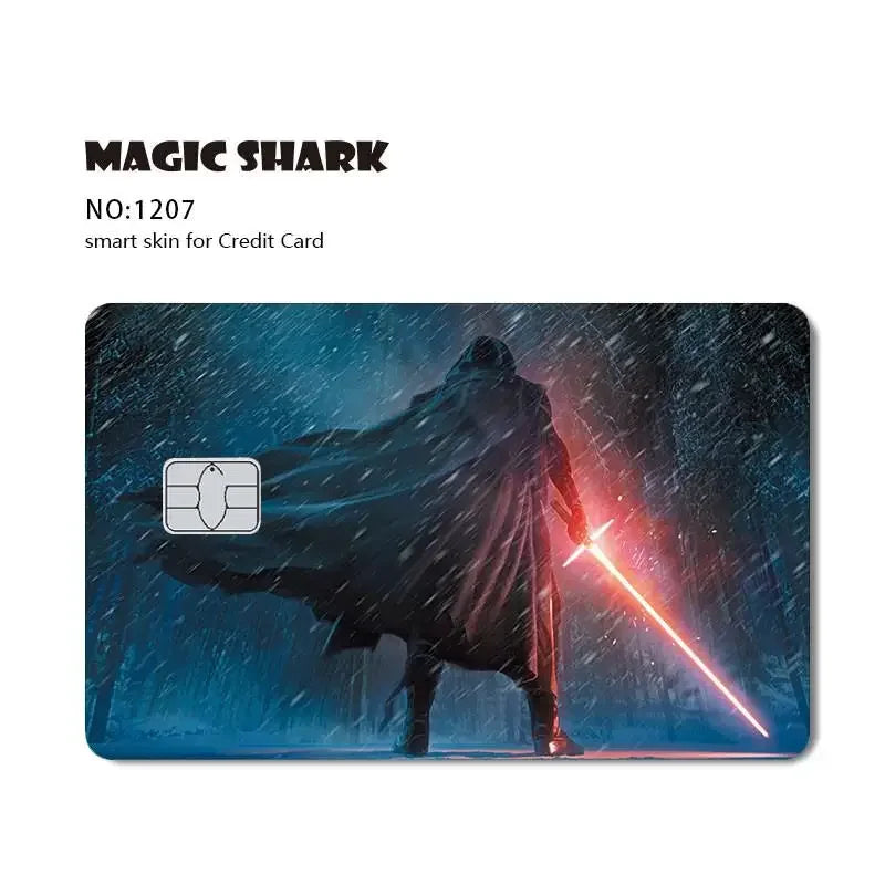 Magic Shark Ainime Pink Girl Rainbow Ring Watermelon Matte Film Cover Skin Sticker for Credit Card Bank Debit Bus Card