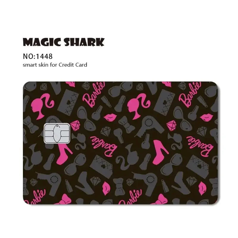 Magic Shark Ainime Pink Girl Rainbow Ring Watermelon Matte Film Cover Skin Sticker for Credit Card Bank Debit Bus Card