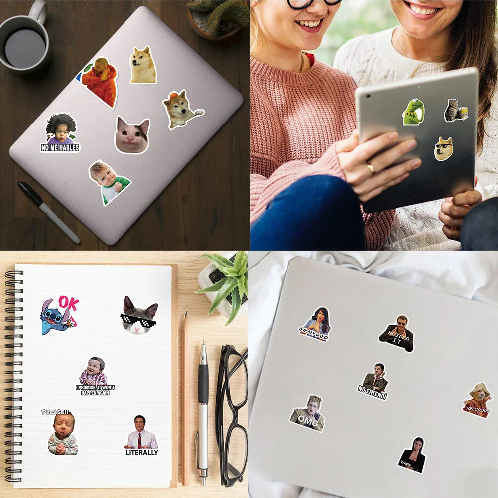 100Pcs Funny Meme Graffiti Stickers Vinyl Waterproof for Laptop Phone Case Notebook Water Bottle Toy DIY Decor Sticker Toys